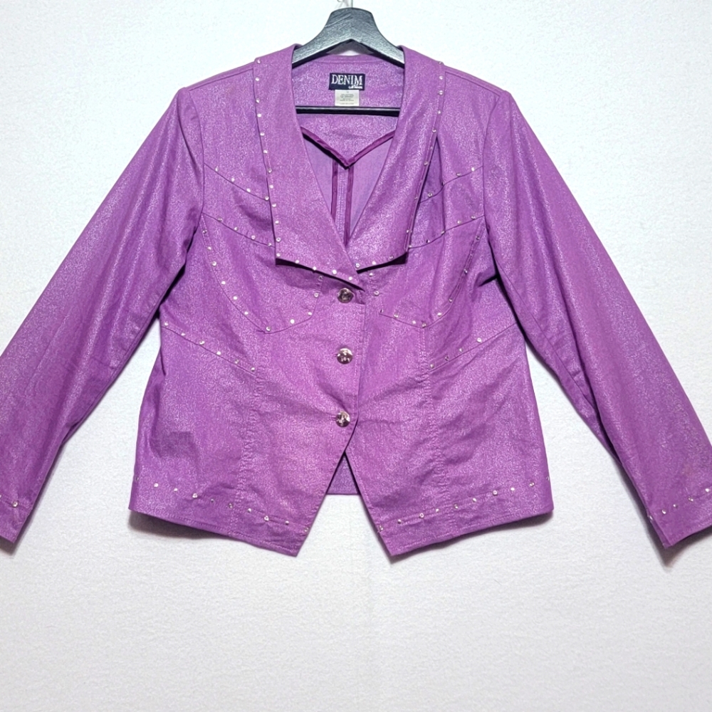 Denim by Milano Purple Denim Jacket w/ Accents of Rhinestones and Silver‎ #816